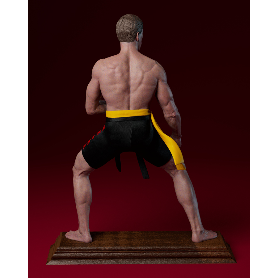 Unpainted Frank Dux resin kit with muscular pose and base