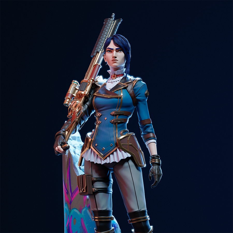 Unpainted Caitlyn resin model kit with rifle and base