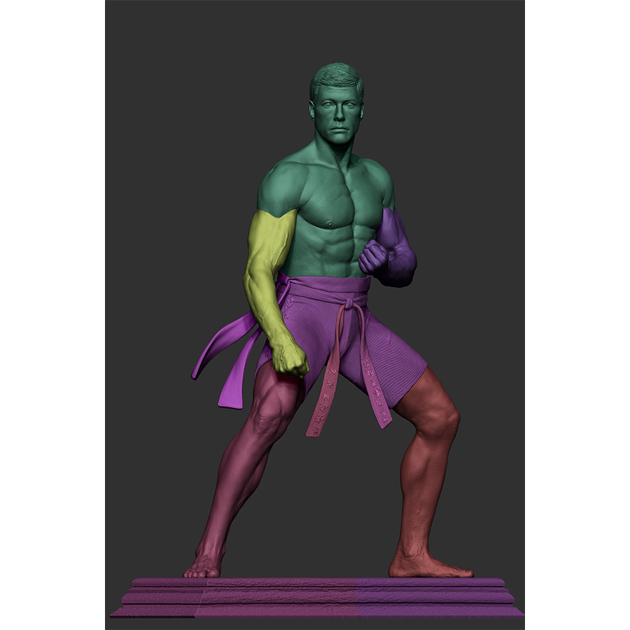 Unpainted Frank Dux resin kit with muscular pose and base