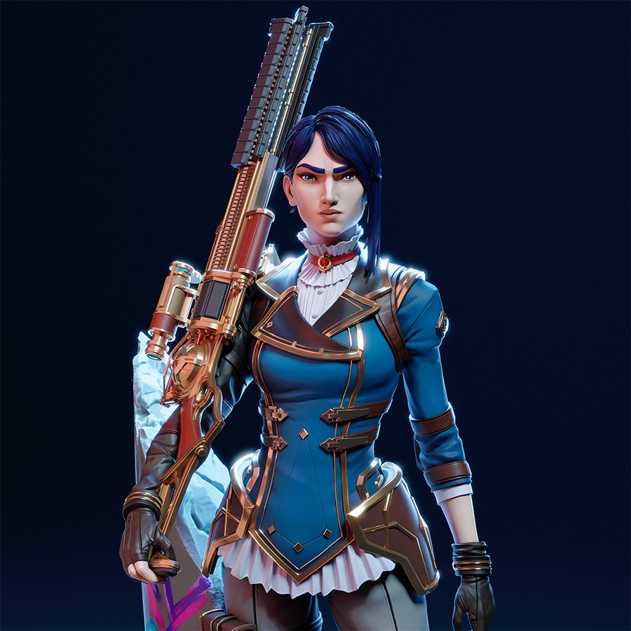 Unpainted Caitlyn resin model kit with rifle and base