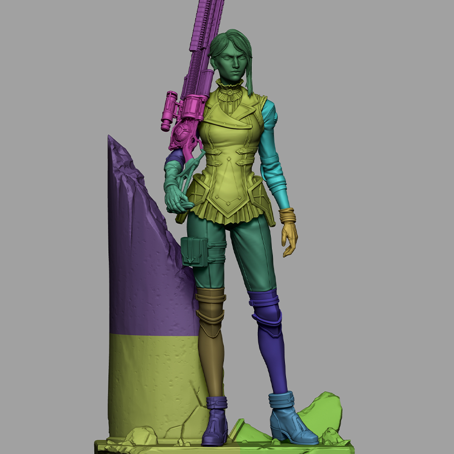 Unpainted Caitlyn resin model kit with rifle and base