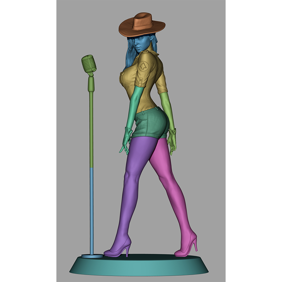 Jessica Rabbit resin figure in park ranger outfit with microphone, sculpted by CA3D