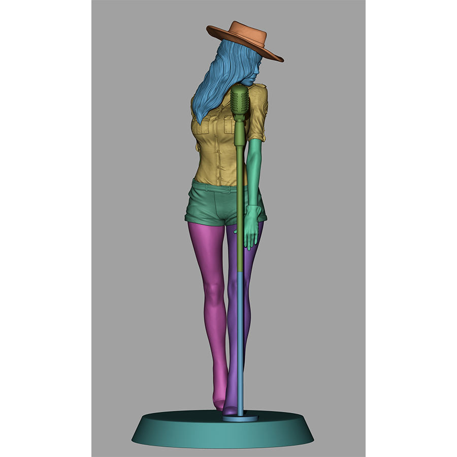 Jessica Rabbit resin figure in park ranger outfit with microphone, sculpted by CA3D