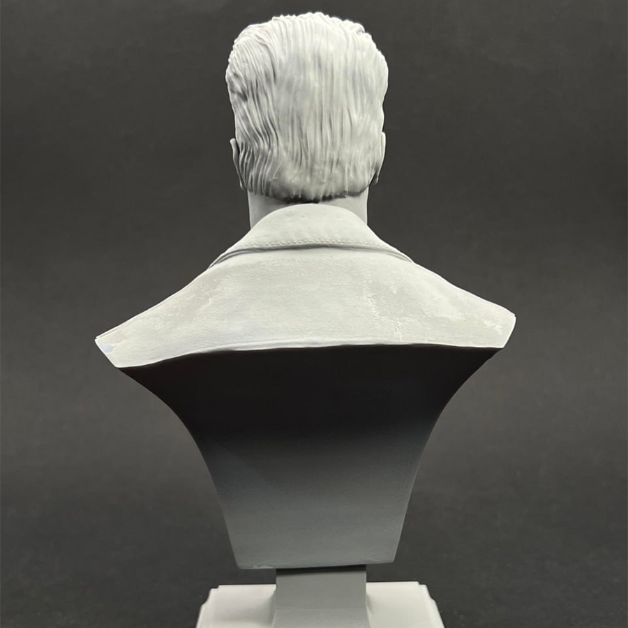 1/6 scale grey resin Terminator bust by CA3D, unpainted and unassembled, with painted sample by Joe Hudson