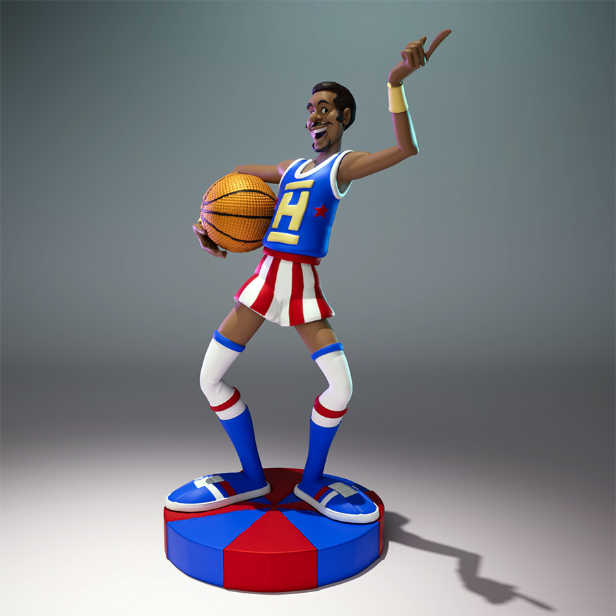 Geese resin figure as Multi Man from The Super Globetrotters in classic uniform on themed base