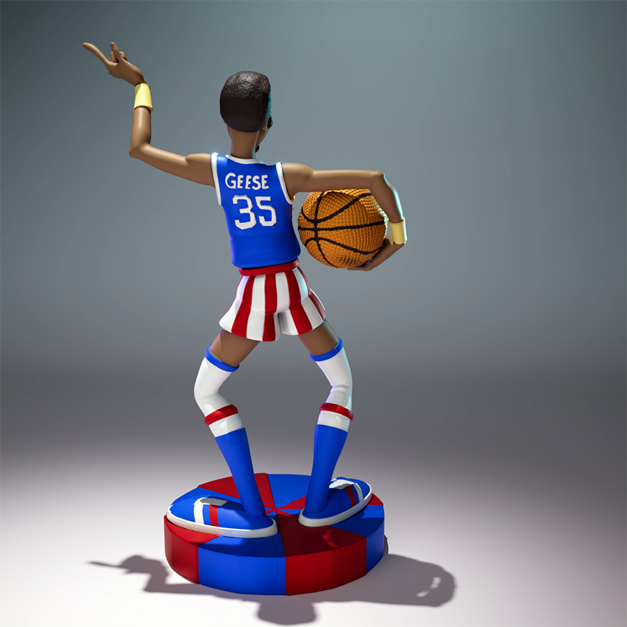 Geese resin figure as Multi Man from The Super Globetrotters in classic uniform on themed base