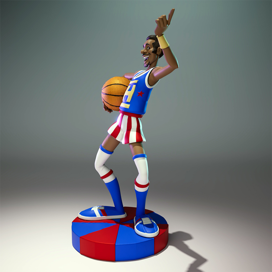 Geese resin figure as Multi Man from The Super Globetrotters in classic uniform on themed base