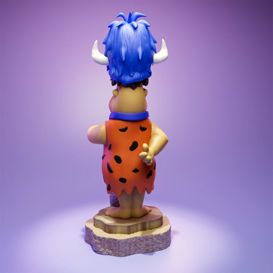 Fred Flintstone resin figure with lodge hat and bowling ball on a themed base