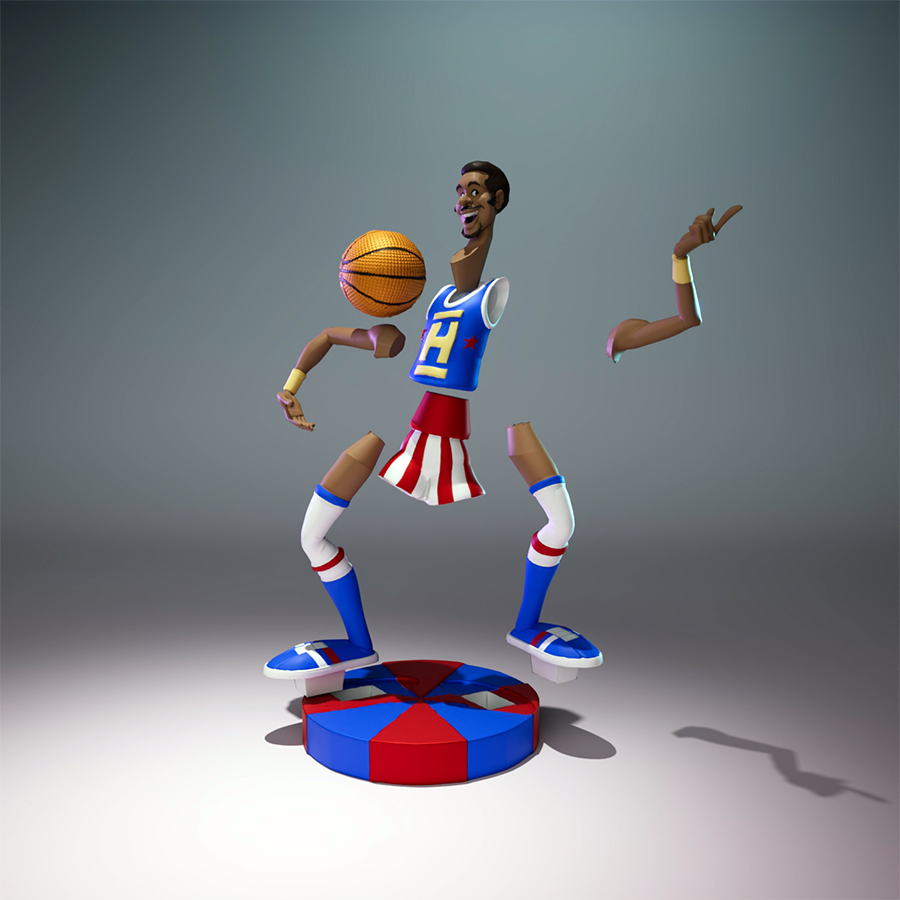 Geese resin figure as Multi Man from The Super Globetrotters in classic uniform on themed base