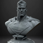 1/10 scale Superman resin bust by Stalyn Quito – unpainted grey 3D print with base, 140mm tall