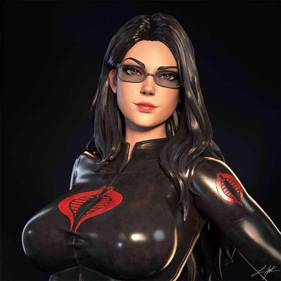 The Baroness 1/4 scale 3D printed statue, detailed tactical suit, printed by HLI3DFX.