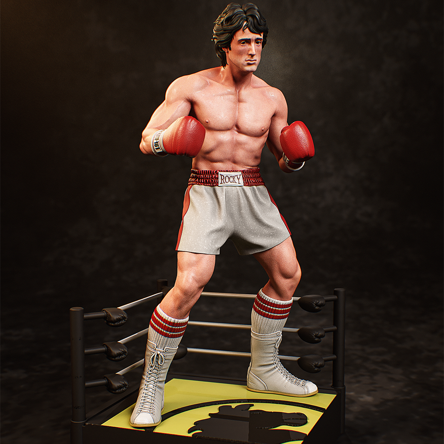 Rocky Balboa 3D printed figure by CA3D in 1/6 and 1/9 scale, available from Hobby Link International.