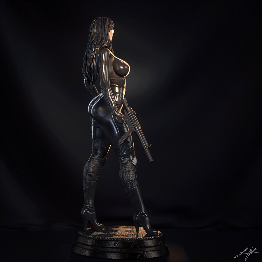 The Baroness 1/4 scale 3D printed statue, detailed tactical suit, printed by HLI3DFX.