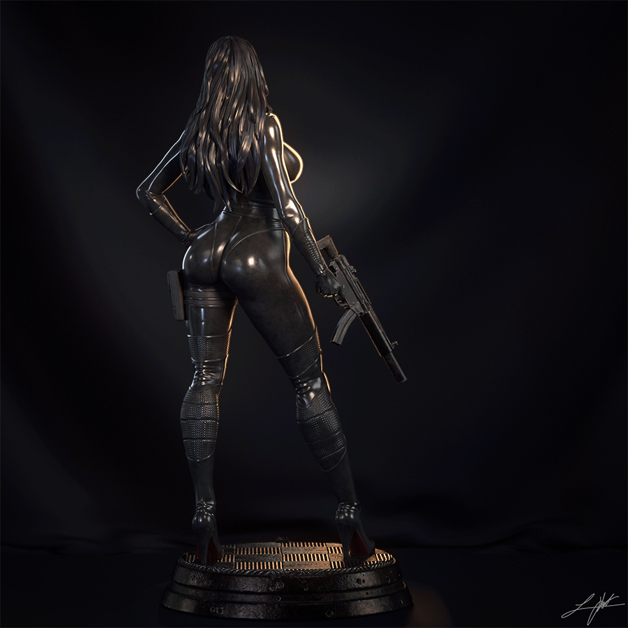 The Baroness 1/4 scale 3D printed statue, detailed tactical suit, printed by HLI3DFX.