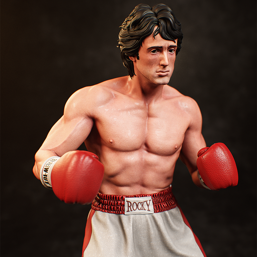 Rocky Balboa 3D printed figure by CA3D in 1/6 and 1/9 scale, available from Hobby Link International.