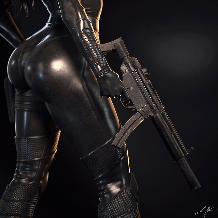 The Baroness 1/4 scale 3D printed statue, detailed tactical suit, printed by HLI3DFX.