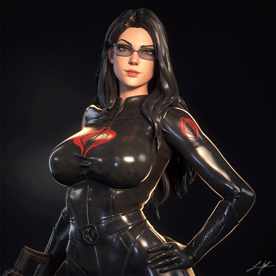 The Baroness 1/4 scale 3D printed statue, detailed tactical suit, printed by HLI3DFX.
