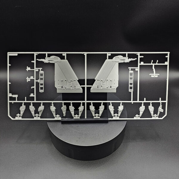 Open box AMT ERTL Star Trek 1/323 scale model kit previously worked on for lighting with missing clear window parts and missing part 9