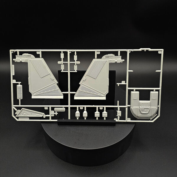 Open box AMT ERTL Star Trek 1/323 scale model kit previously worked on for lighting with missing clear window parts and missing part 9
