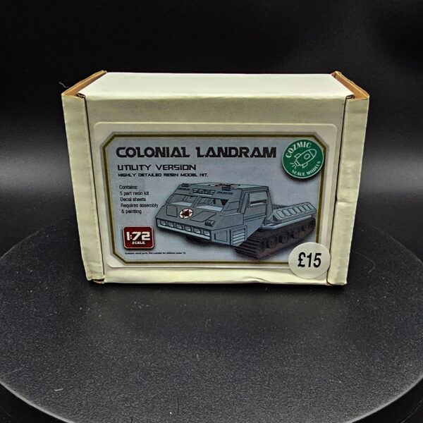 Cozmic Scale Models 1/72 Colonial Landram Utility Track resin kit (open box), parts and packaging shown.