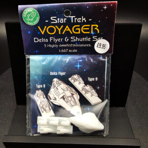 Cozmic Scale Models 1/667 Voyager Delta Flyer and Shuttle set (sealed), packaging shown.