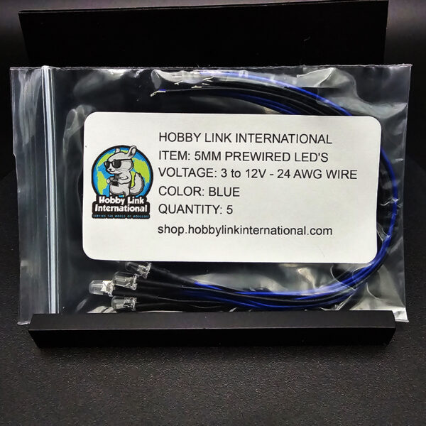 5mm pre-wired pre-resistored blue LEDs 3V to 12V quantity 5