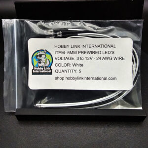 5mm pre-wired pre-resistored white LEDs 3V to 12V quantity 5