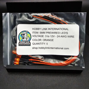 5mm pre-wired pre-resistored orange LEDs 3V to 12V quantity 5