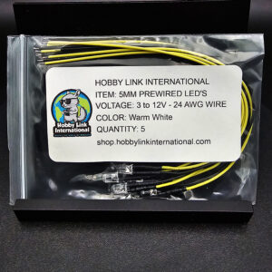 5mm pre-wired pre-resistored warm white LEDs 3V to 12V quantity 5