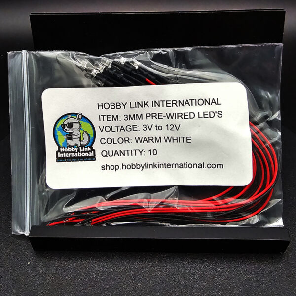 3mm pre-wired pre-resistored warm white LEDs 3V to 12V quantity 10