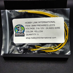 5mm pre-wired pre-resistored yellow LEDs 3V to 12V quantity 5