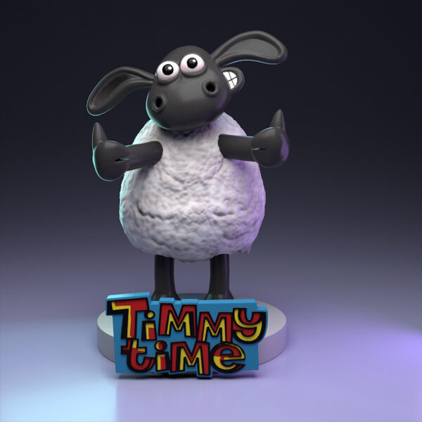 Timmy Time (UEL Winner) cartoon-style resin print figure with Timmy Time logo base, made to order by HLI3DFX