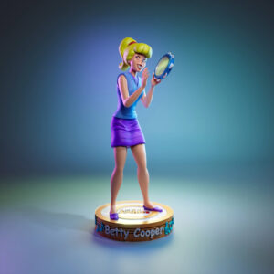 UEL Winner The Archies Betty Cooper resin print figure holding a tambourine on a nameplate base