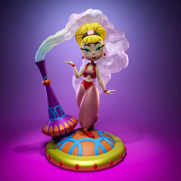 I Dream of Jeannie stylized resin print by UEL Winner, 7.6-inch figure with genie bottle and swirling smoke base.