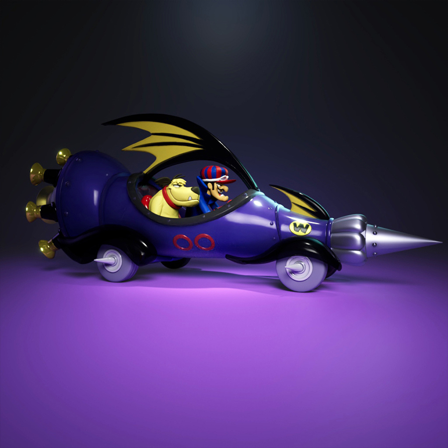 Dick and Muttley Mean Machine resin print by UEL Winner, cartoon race car model, unpainted, 11.8 inches long