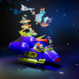 UEL Winner Phantom Phink and Sinister Sludge resin print cartoon space racer vehicle with characters