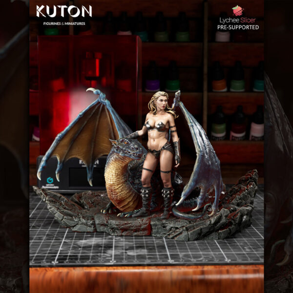 Kuton Sculpts Pylaris 1/10 scale fantasy resin figure kit with dragon companion (unpainted)