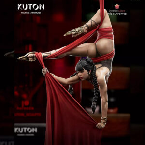 Mei Xianying 1/10 scale resin print by Kuton Sculpts, acrobatic aerial pose with flowing fabric.