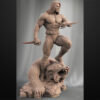 Warpath 1/6 scale resin print with dual knives, two head options, and optional bear or rock base (unpainted render)