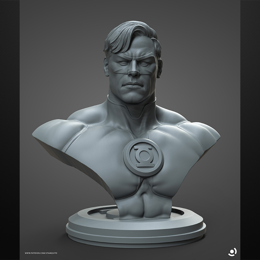 Stalyn Quito Green Lantern resin print figure with lantern and emerald energy base, made to order by HLI3DFX