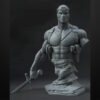Zemo 1/6 scale figure resin print by Stalyn Quito holding a sword on a rocky base, made to order