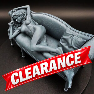 1/10 scale resin figure on detailed couch with pillows, unpainted and unassembled, clearance item.