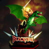 Blackstar diorama resin print by HLI3DFX from UEL Winner design, featuring rider on flying dragon over a rocky display base with logo sign, approx. 11.5 inches tall