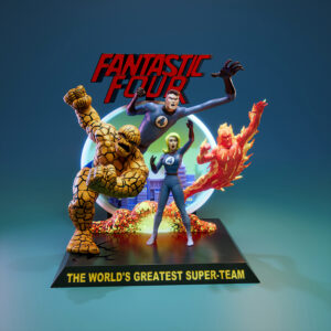 Fantastic Four resin diorama with four heroes and logo base, 10-inch tall 3D print by UEL Winner