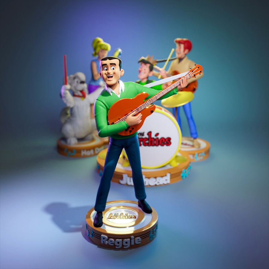 UEL Winner The Archies Reggie resin print figure with guitar and nameplate base unpainted