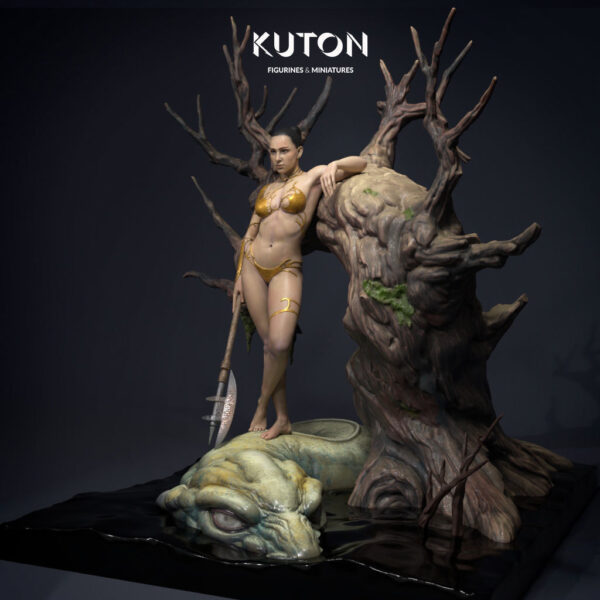 Kuton Sculpts Victory resin print fantasy statue unpainted 3D printed kit on display base