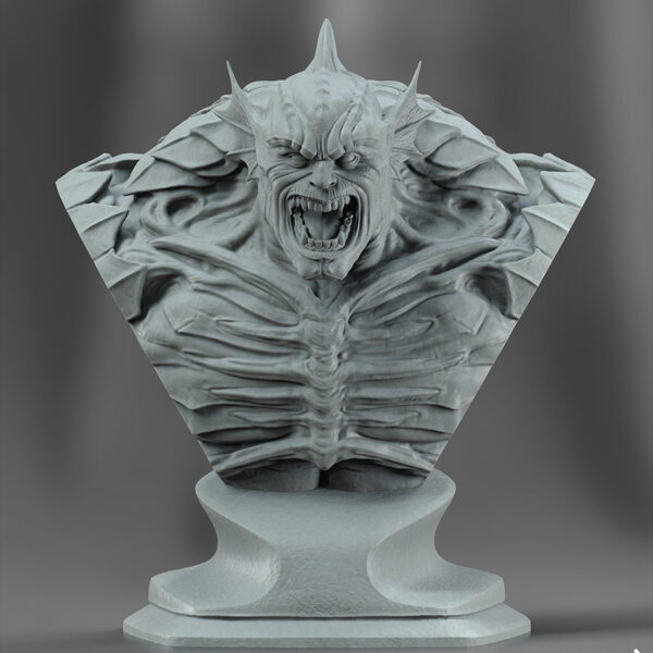 Abomination unpainted resin monster figure on a rocky base with flowing slime effect.