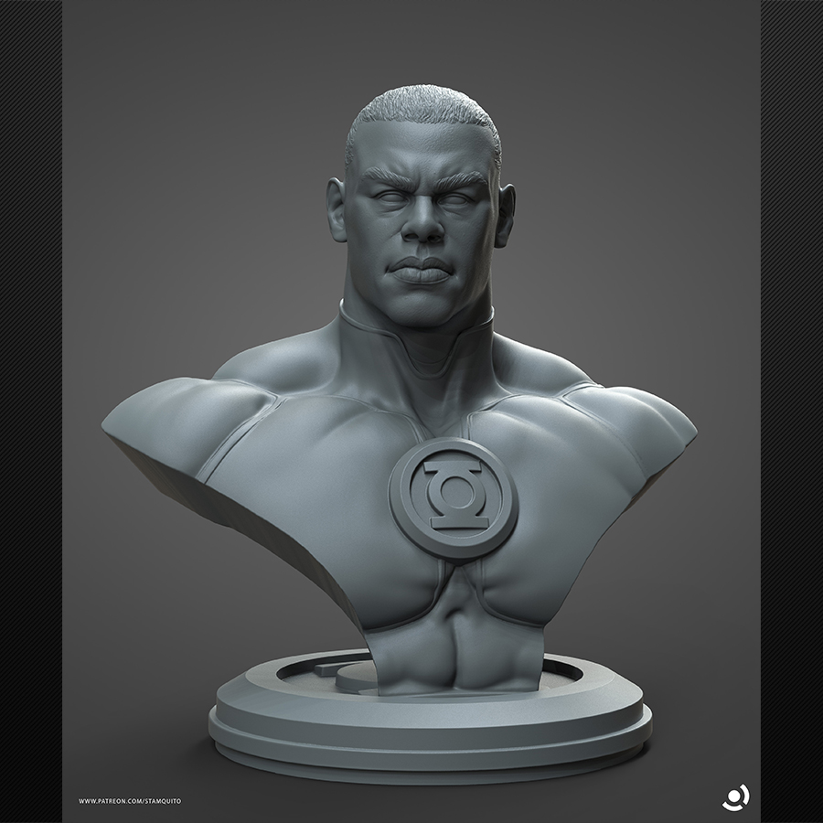 Stalyn Quito Green Lantern resin print figure with lantern and emerald energy base, made to order by HLI3DFX