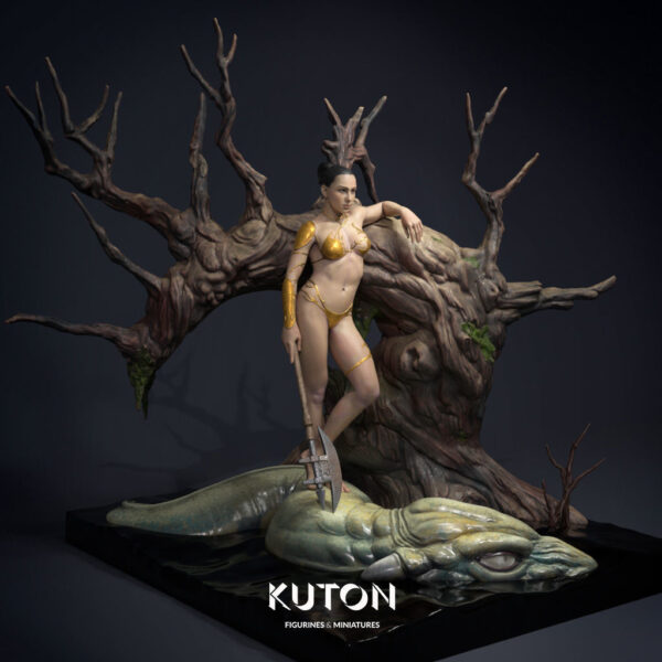 Kuton Sculpts Victory resin print fantasy statue unpainted 3D printed kit on display base