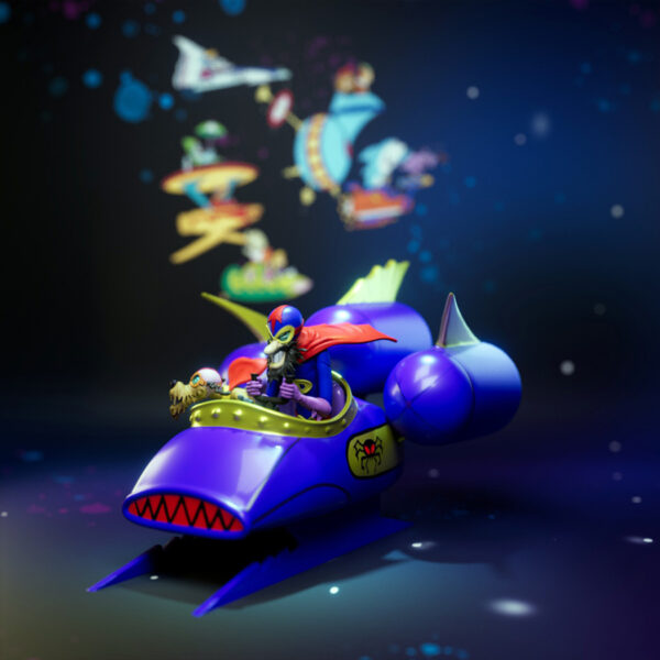 UEL Winner Phantom Phink and Sinister Sludge resin print cartoon space racer vehicle with characters